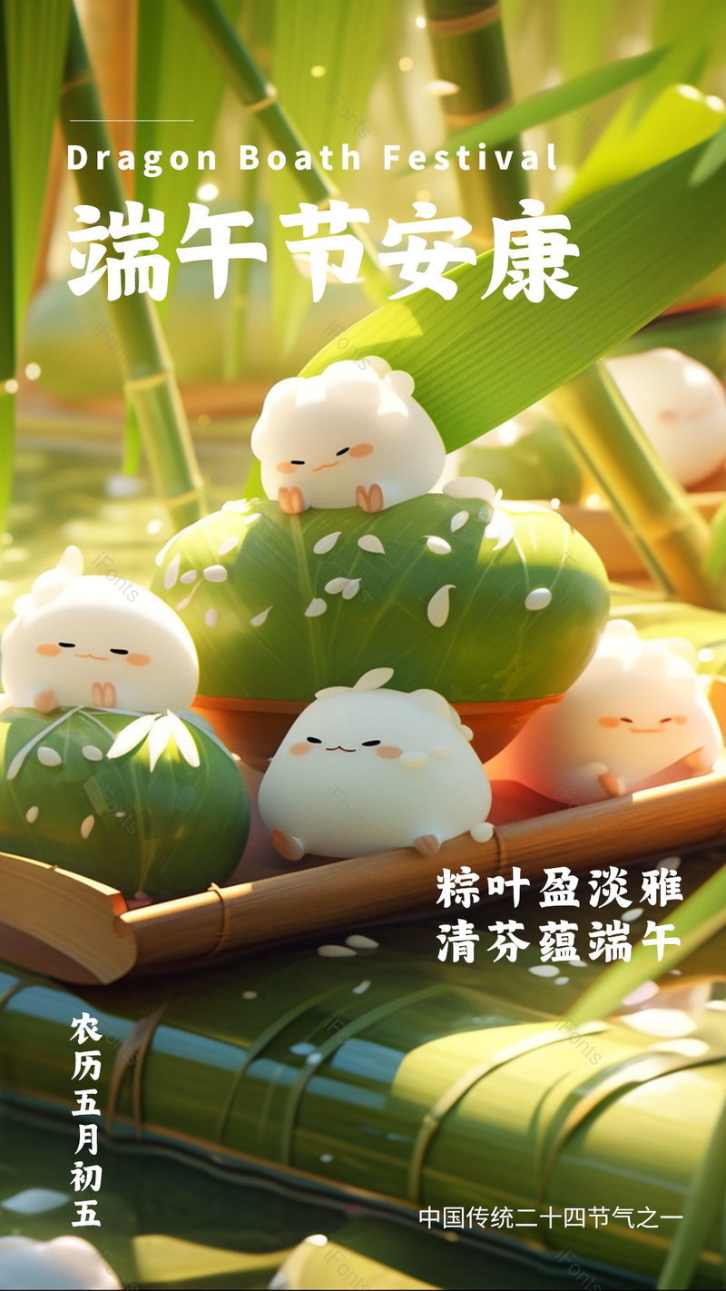 端午节粽子粽叶糯米社交媒体创意海报,设计模板,设计模板大全,设计模板下载